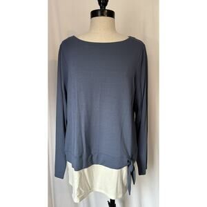 J. Jill Blue Soft Cotton Pullover Top Tee Shirt Blouse Womens M